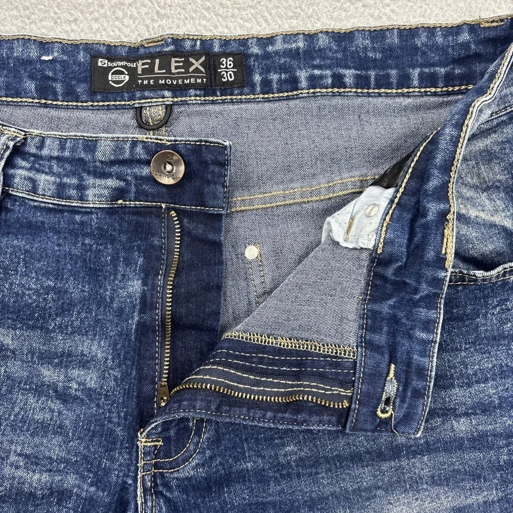 South Pole Flex Jeans Mens 36x29 The Movement Blue Denim‎ Acid Wash Stretch Work